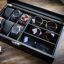 Caixa Relógios e Óculos Madeira Luxo com Almofadas 3 a 6 Slots