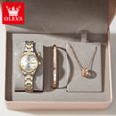 Kit OLEVS Relógio Feminino Original Quartzo a Prova D'água Aço Inoxidável 5563 29mm