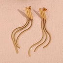 Brincos Femininos Corrente Tripla banhado em Ouro 18k