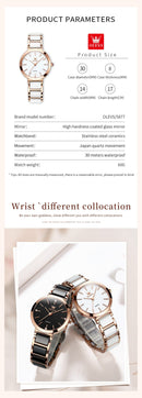 OLEVS Relógio Feminino Original Cerâmica Quartzo a Prova D'água Aço Inoxidável 5877 30mm