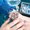 OLEVS Relógio Feminino Original Brilhantes Quartzo a Prova D'água Aço Inoxidável 9945 34mm