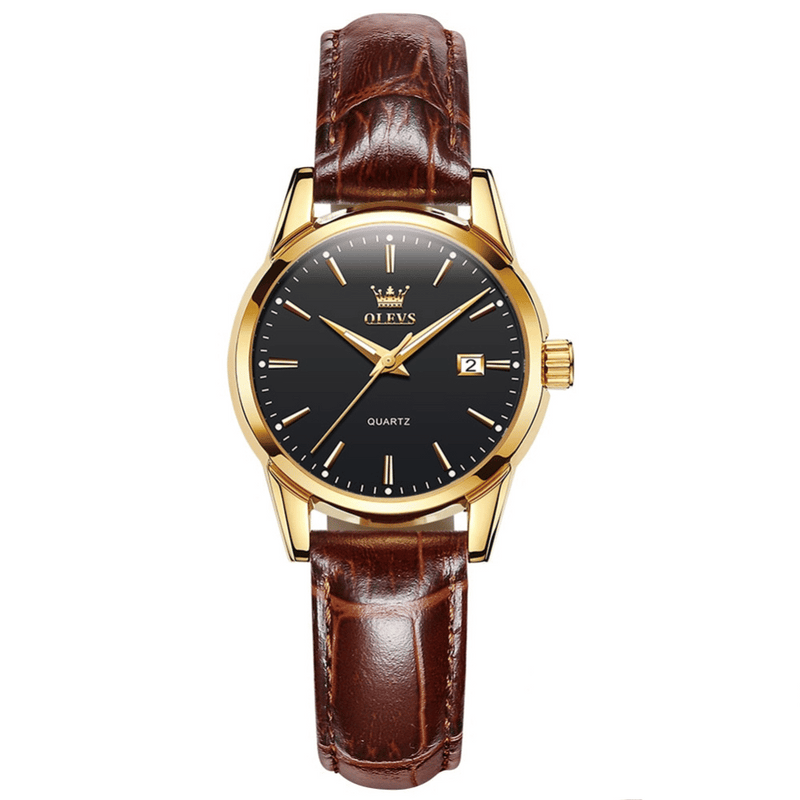 OLEVS Relógio Feminino Original Clássico Quartzo a Prova D'água Aço Inoxidável Couro 6898 27mm