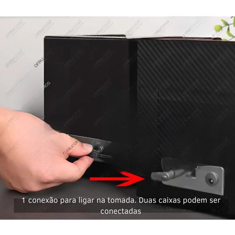 Caixa Giratória Relógios Automáticos Luxo 2 Slots USB
