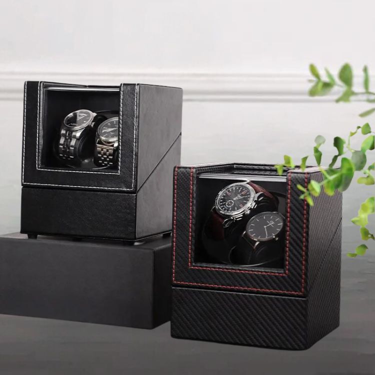 Caixa Giratória Relógios Automáticos Luxo 2 Slots USB