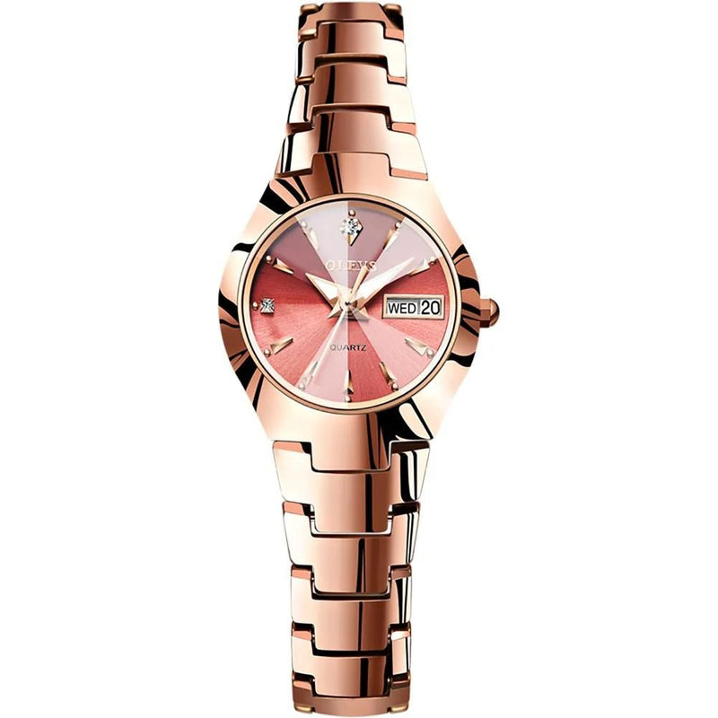 OLEVS Relógio Feminino Original Fino Quartzo a Prova D'água Aço Tungstênio 8697L 24mm