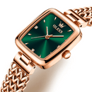 OLEVS Relógio Feminino Original Quadrado Namorada Quartzo a Prova D'água Aço Inoxidável 9951 28mm