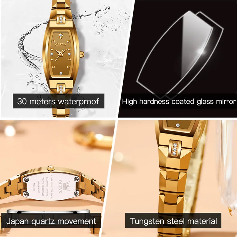 OLEVS Relógio Feminino Original Fino Quartzo a Prova D'água Aço Tungstênio 5501 15mm
