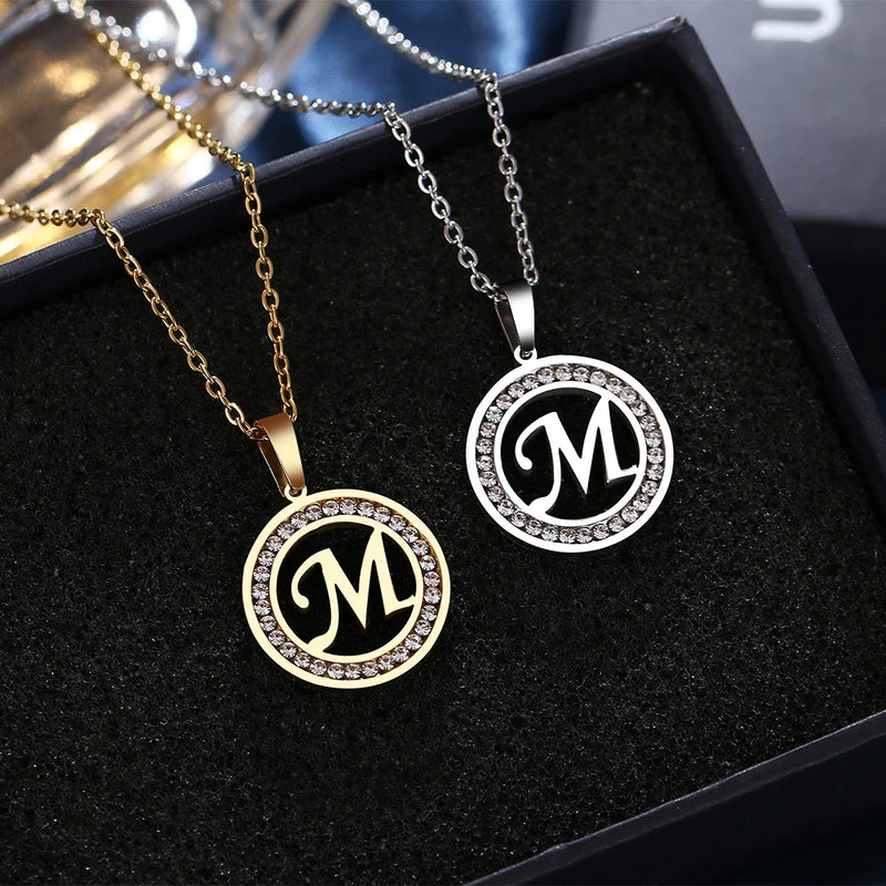 Colar Feminino Aço Inoxidável Personalizável Letras Alfabeto A-Z 45cm Para Presentes Festas Casamentos