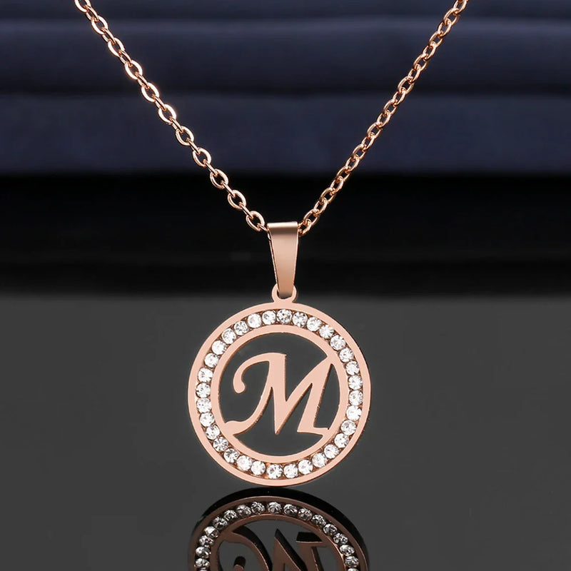 Colar Feminino Aço Inoxidável Personalizável Letras Alfabeto A-Z 45cm Para Presentes Festas Casamentos