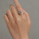 Conjunto Anel Ajustável e Brinco de Floco de Neve Prata