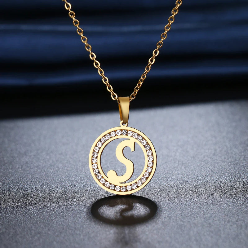 Colar Feminino Aço Inoxidável Personalizável Letras Alfabeto A-Z 45cm Para Presentes Festas Casamentos