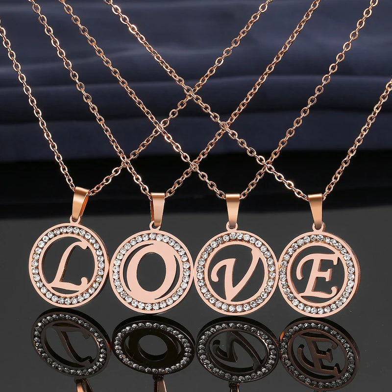 Colar Feminino Aço Inoxidável Personalizável Letras Alfabeto A-Z 45cm Para Presentes Festas Casamentos
