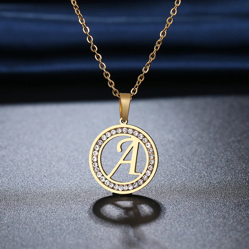 Colar Feminino Aço Inoxidável Personalizável Letras Alfabeto A-Z 45cm Para Presentes Festas Casamentos