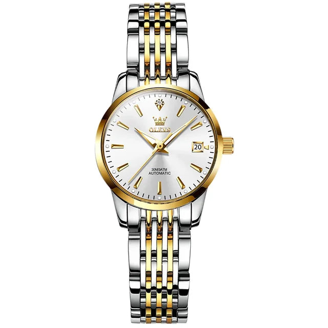 OLEVS Relógio Feminino Original Automático a Prova D'água Aço Inoxidável 6635 27mm