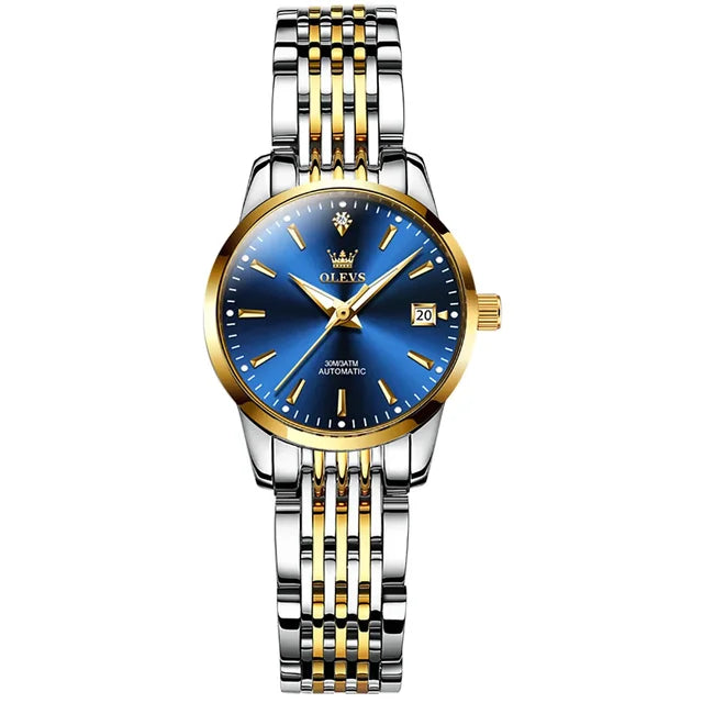 OLEVS Relógio Feminino Original Automático a Prova D'água Aço Inoxidável 6635 27mm