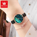 OLEVS Relógio Feminino Original Ultra Fino Quartzo a Prova D'água Aço Inoxidável Couro 6894 31mm