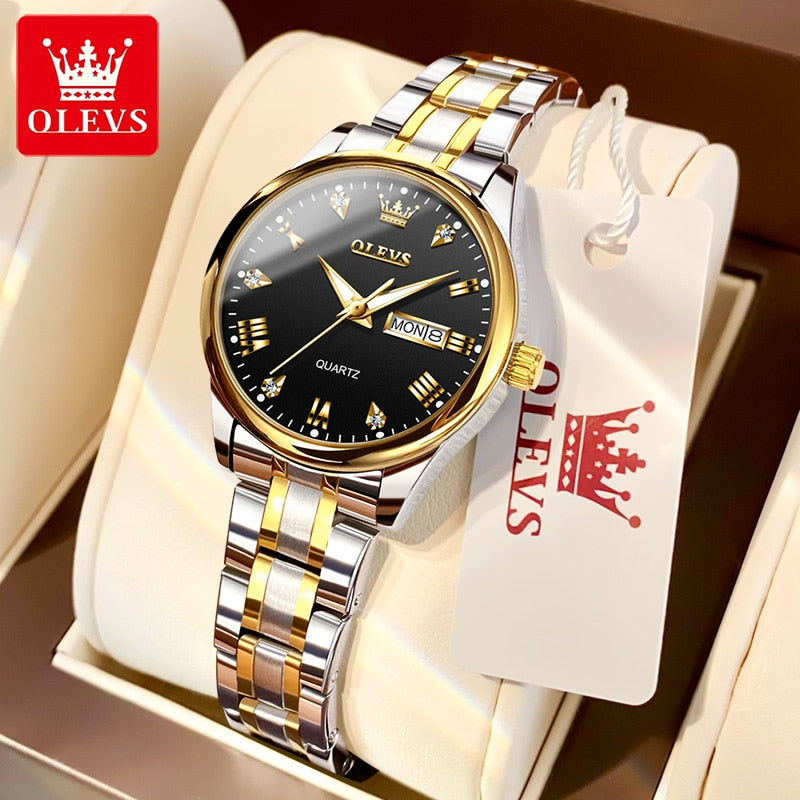 OLEVS Relógio Feminino Original Quartzo a Prova D'água Aço Inoxidável 5563 29mm