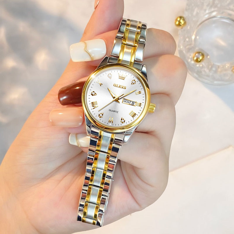 OLEVS Relógio Feminino Original Quartzo a Prova D'água Aço Inoxidável 5563 29mm