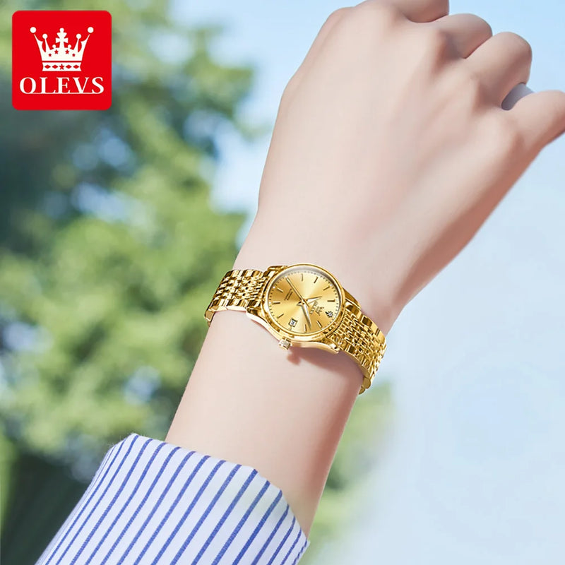 OLEVS Relógio Feminino Original Automático a Prova D'água Aço Inoxidável 6635 27mm