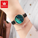 OLEVS Relógio Feminino Original Ultra Fino Quartzo a Prova D'água Aço Inoxidável Couro 6894 31mm