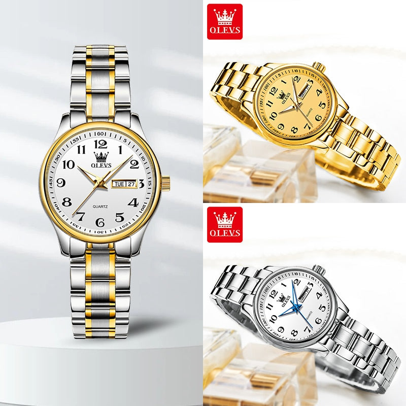 OLEVS Relógio Feminino Original Clássico Quartzo a Prova D'água Aço Inoxidável 5567 29mm