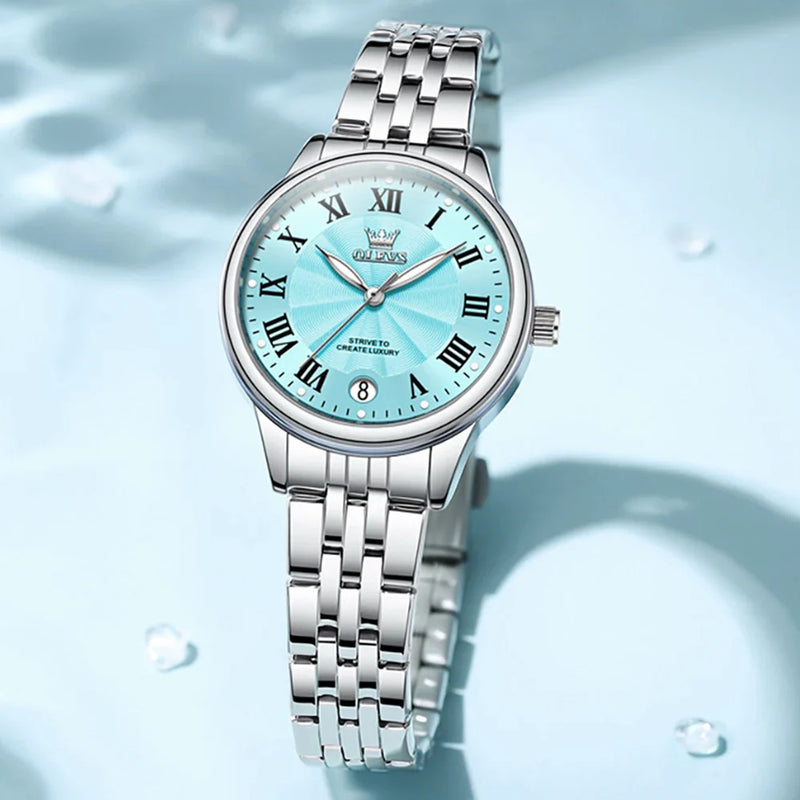 OLEVS Relógio Feminino Original Elegante Caixa Namorada Quartzo a Prova D'água Aço Inoxidável 5600 30mm