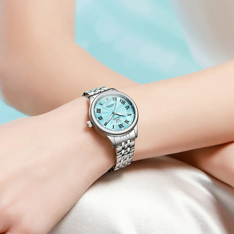OLEVS Relógio Feminino Original Elegante Caixa Namorada Quartzo a Prova D'água Aço Inoxidável 5600 30mm