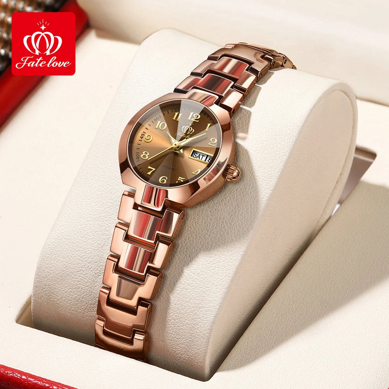 FATE LOVE Relógio Feminino Original Quartzo a Prova D'água Aço Inoxidável 818 25mm