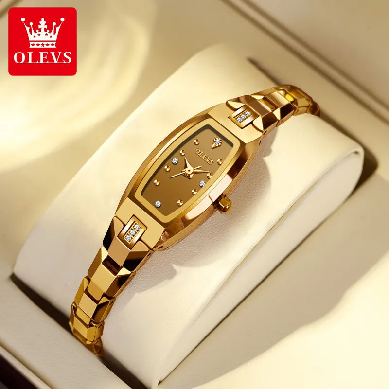 OLEVS Relógio Feminino Original Fino Quartzo a Prova D'água Aço Tungstênio 5501 15mm