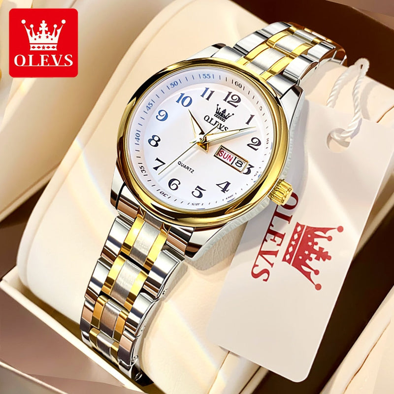 OLEVS Relógio Feminino Original Clássico Quartzo a Prova D'água Aço Inoxidável 5567 29mm