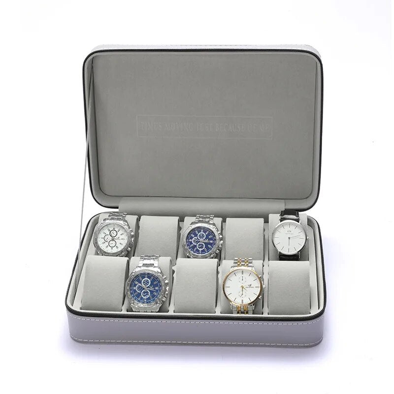 Caixa Relógios Luxo com Ziper e Almofadas 6 e 12 Slots
