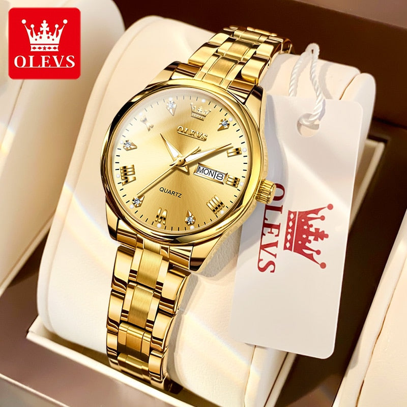 OLEVS Relógio Feminino Original Quartzo a Prova D'água Aço Inoxidável 5563 29mm