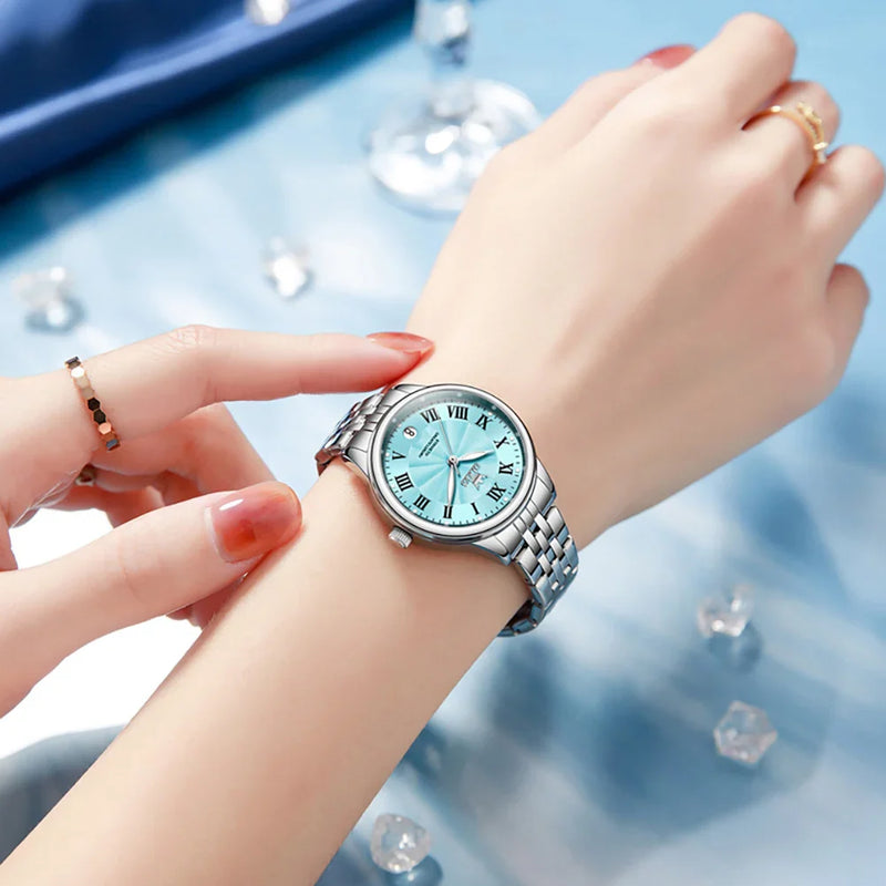 OLEVS Relógio Feminino Original Elegante Caixa Namorada Quartzo a Prova D'água Aço Inoxidável 5600 30mm