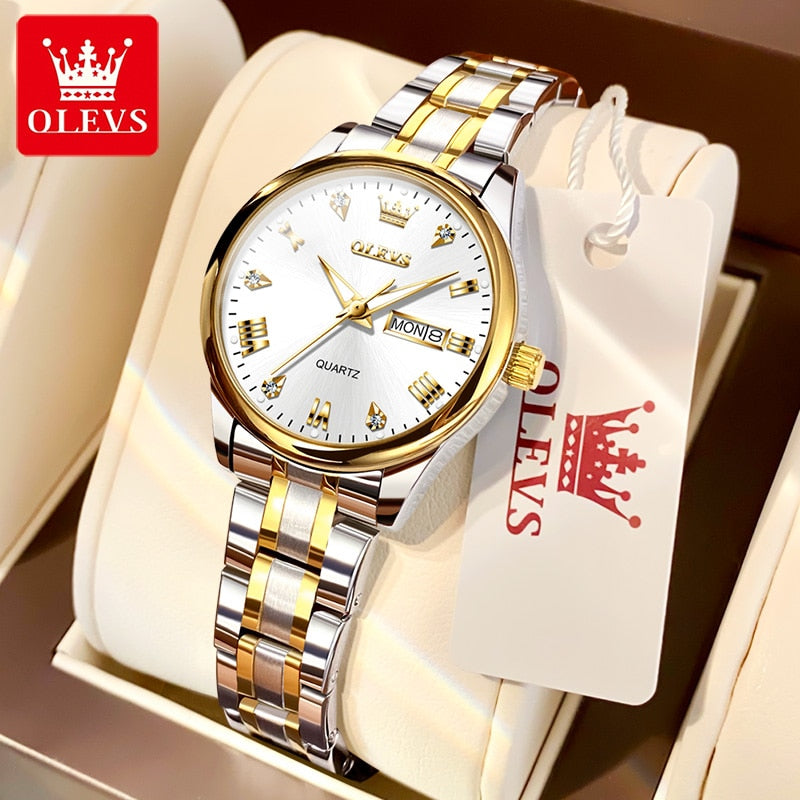 OLEVS Relógio Feminino Original Quartzo a Prova D'água Aço Inoxidável 5563 29mm