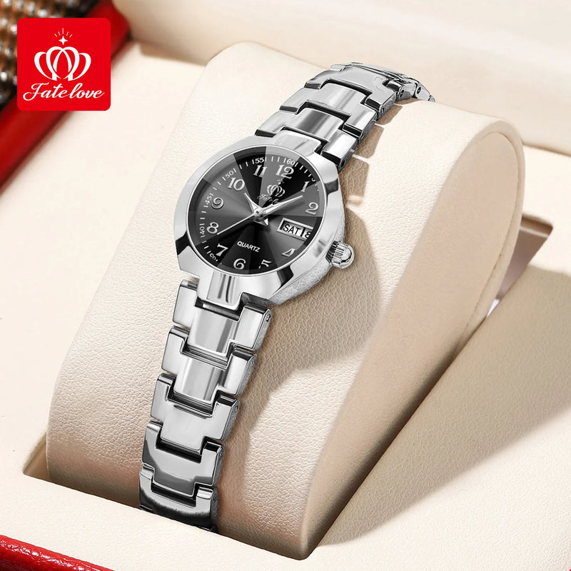 FATE LOVE Relógio Feminino Original Quartzo a Prova D'água Aço Inoxidável 818 25mm