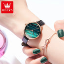 OLEVS Relógio Feminino Original Ultra Fino Quartzo a Prova D'água Aço Inoxidável Couro 6894 31mm