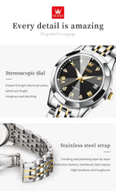 Relógio Luxo Casal Números Romanos Aço Inoxidável