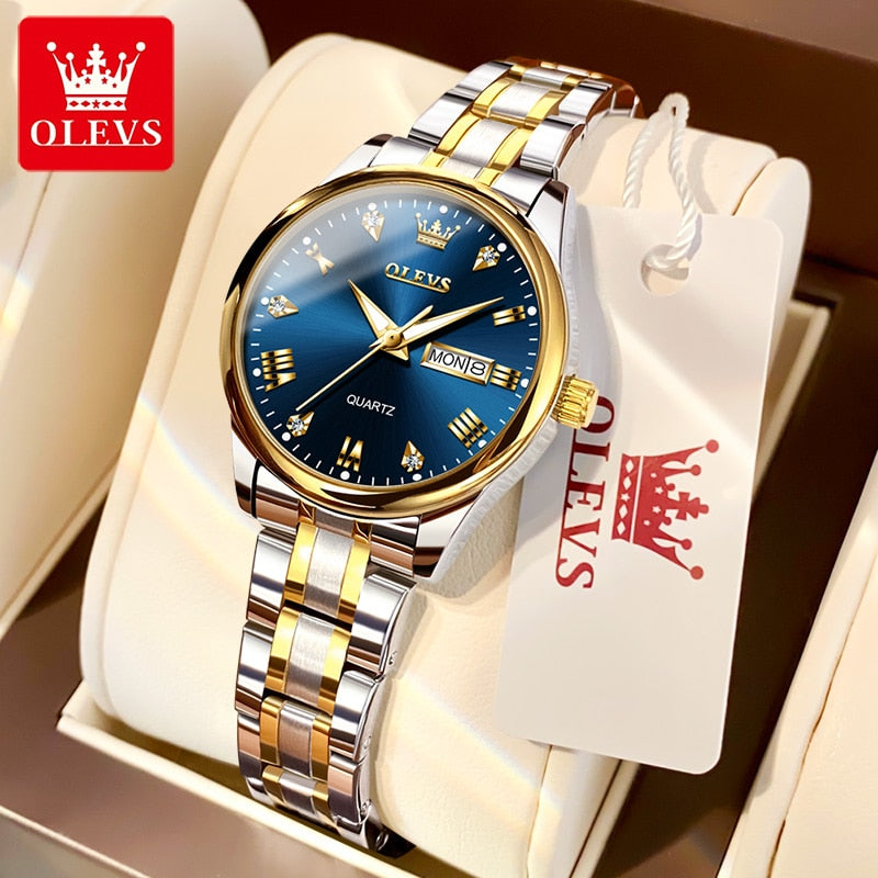 OLEVS Relógio Feminino Original Quartzo a Prova D'água Aço Inoxidável 5563 29mm
