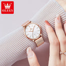 OLEVS Relógio Feminino Original Ultra Fino Minimalista Quartzo a Prova D'água Aço Inoxidável 5869 33mm