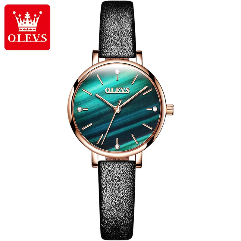 OLEVS Relógio Feminino Original Ultra Fino Quartzo a Prova D'água Aço Inoxidável Couro 6894 31mm