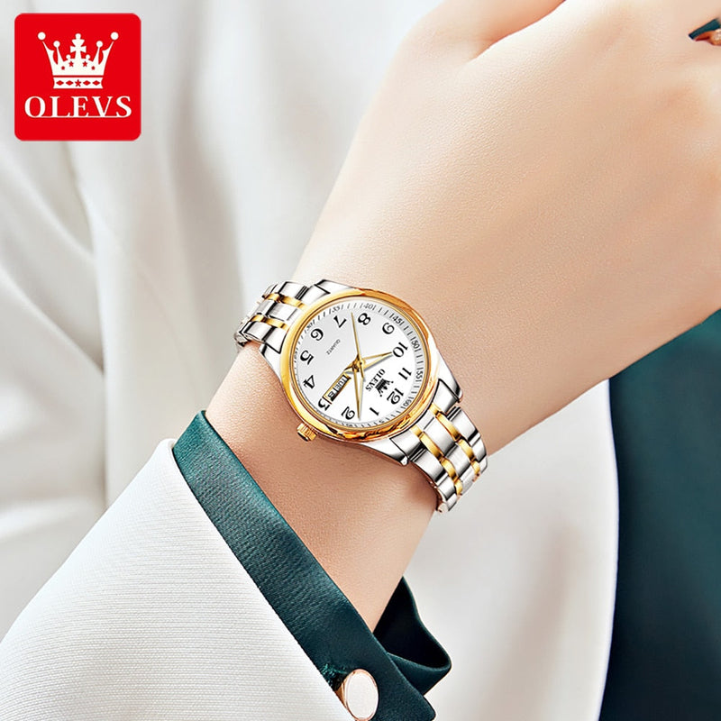 OLEVS Relógio Feminino Original Clássico Quartzo a Prova D'água Aço Inoxidável 5567 29mm