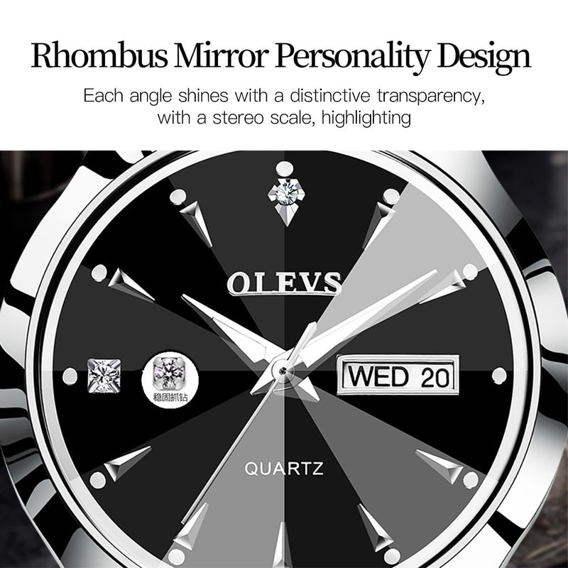 OLEVS Relógio Feminino Original Fino Quartzo a Prova D'água Aço Tungstênio 8697L 24mm