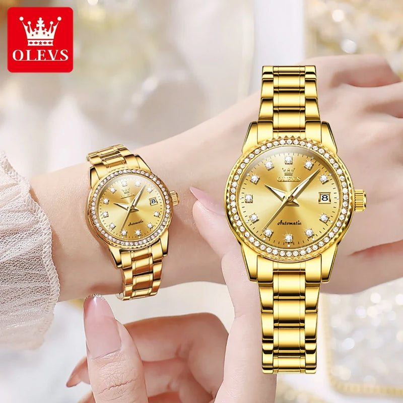 OLEVS Relógio Feminino Original Automático a Prova D'água Aço Inoxidável 7003F 29mm