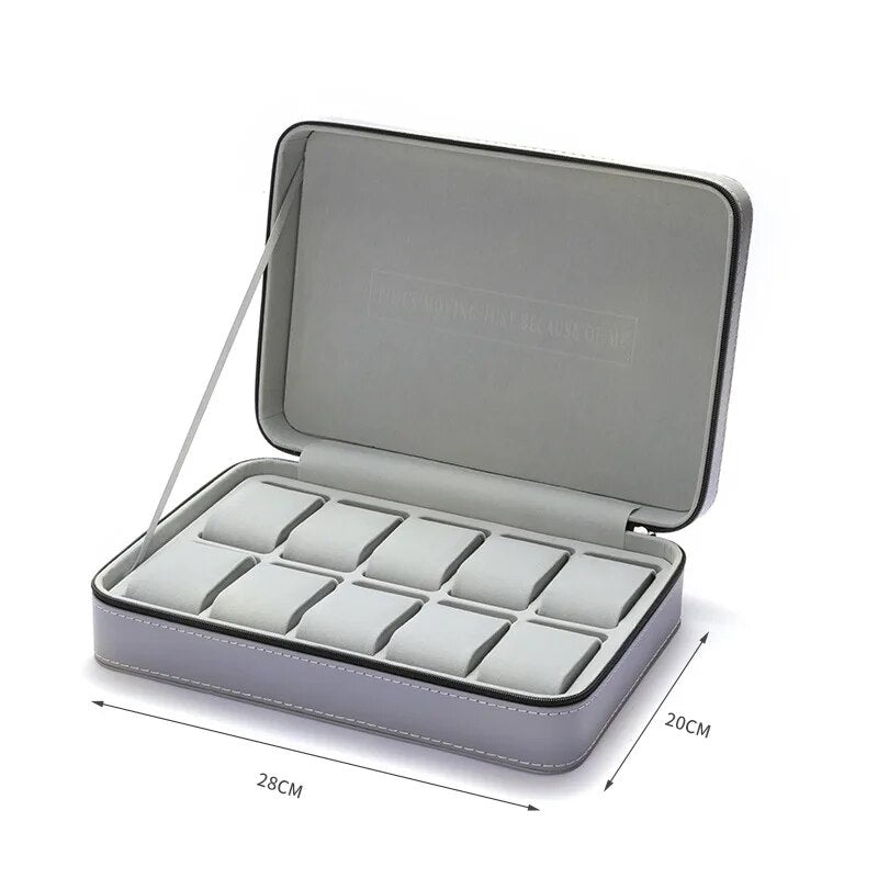 Caixa Relógios Luxo com Ziper e Almofadas 6 e 12 Slots