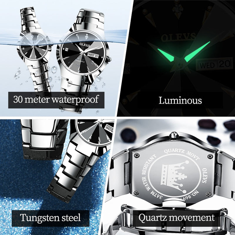 OLEVS Relógio Feminino Original Fino Quartzo a Prova D'água Aço Tungstênio 8697L 24mm