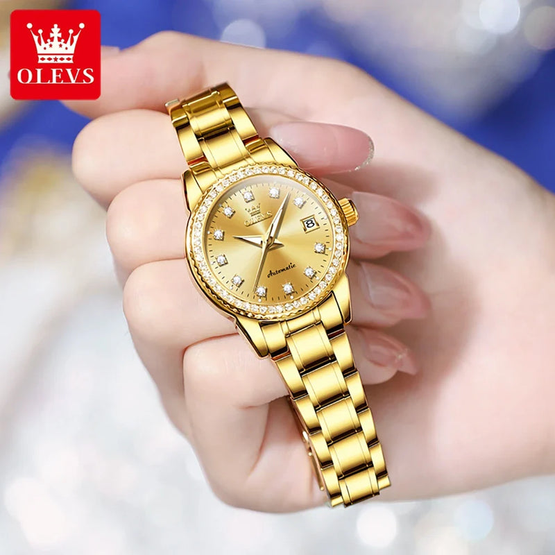 OLEVS Relógio Feminino Original Automático a Prova D'água Aço Inoxidável 7003F 29mm