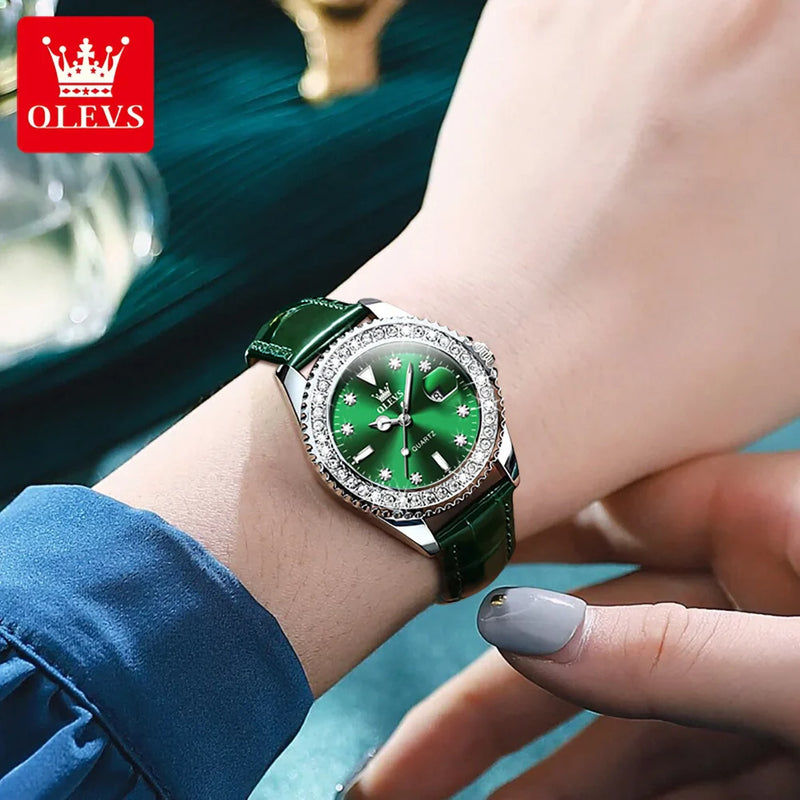 OLEVS Relógio Feminino Original Brilhantes Quartzo a Prova D'água Aço Inoxidável 9945 34mm
