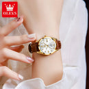 OLEVS Relógio Feminino Original Quartzo a Prova D'água Aço Inoxidável Couro 5522 29mm